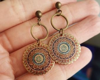 Glass Earrings Gift for Her handmade Earrings Tribal Earrings Gypsy Earrings,Boho Earrings Statement earrings Dangle hammered Earrings