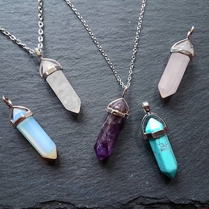 Crystal necklace, quartz crystal necklace, turquoise amethyst necklace, opalite necklace, boho healing crystal necklace, gifts for her