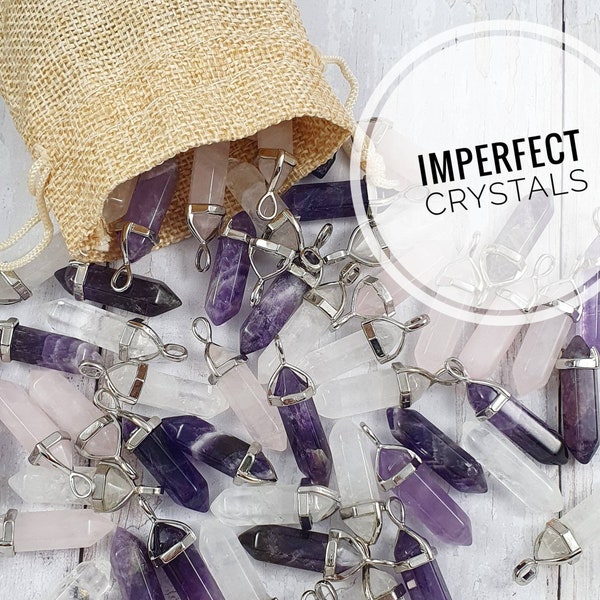 SALE IMPERFECT Crystal necklace, quartz crystal necklace, amethyst opalite necklace, boho healing crystals, seconds black friday clearance