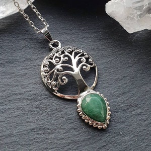 Tree of life necklace, Aventurine necklace, healing crystal necklace, bohemian jewellery, boho necklace, yoga spiritual jewellery gift