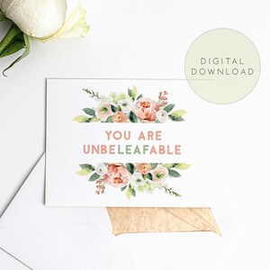 Carte-cadeau de reconnaissance de bouquet à téléchargement numérique, carte de bouquet « Vous êtes incroyable » pour des amis, des enseignants, des dirigeants et des cadeaux de famille.