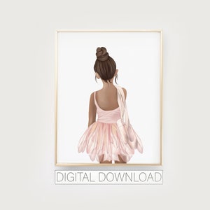Dark skin ballerina printable, African American dancer, black ballerina art prints, ballerina digital download, girls room decor