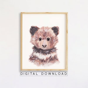 Orso acquerello stampabile, orso vivaio stampabile, arredamento parete vivaio orso, regalo baby shower, stampa digitale orso, arte murale vivaio stampabile