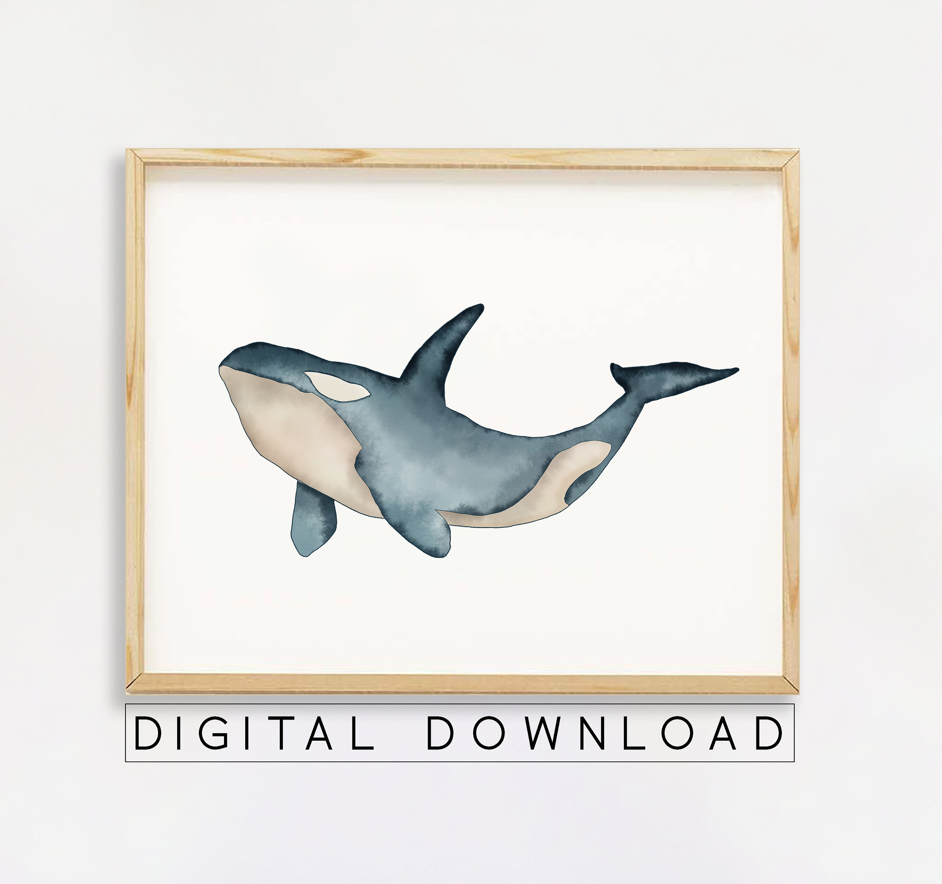Orca Whale Art, Neutral Ocean Wall Print, Killer Whale Nursery ...