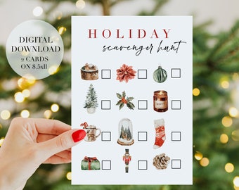 Christmas Scavenger Hunt Card, Winter Indoor  Holiday Activity, Digital Download Game for Kids, Printable Holiday Game For Toddlers