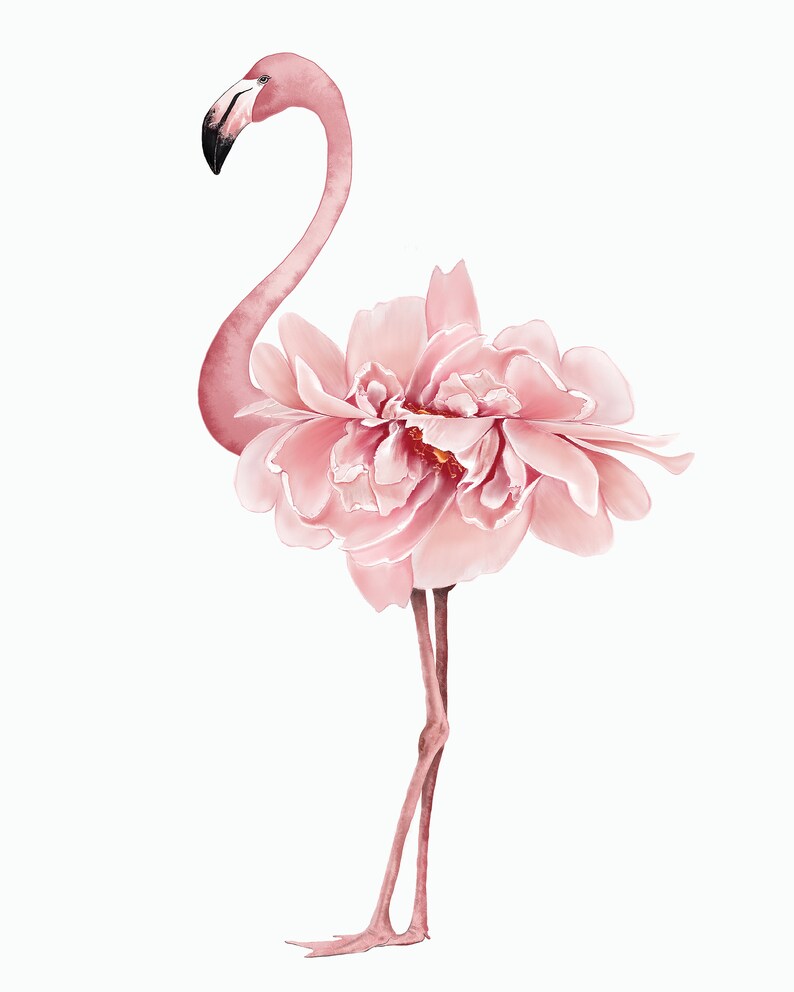 Pink Flamingo Wall Art Watercolor Flamingo Printable - Etsy