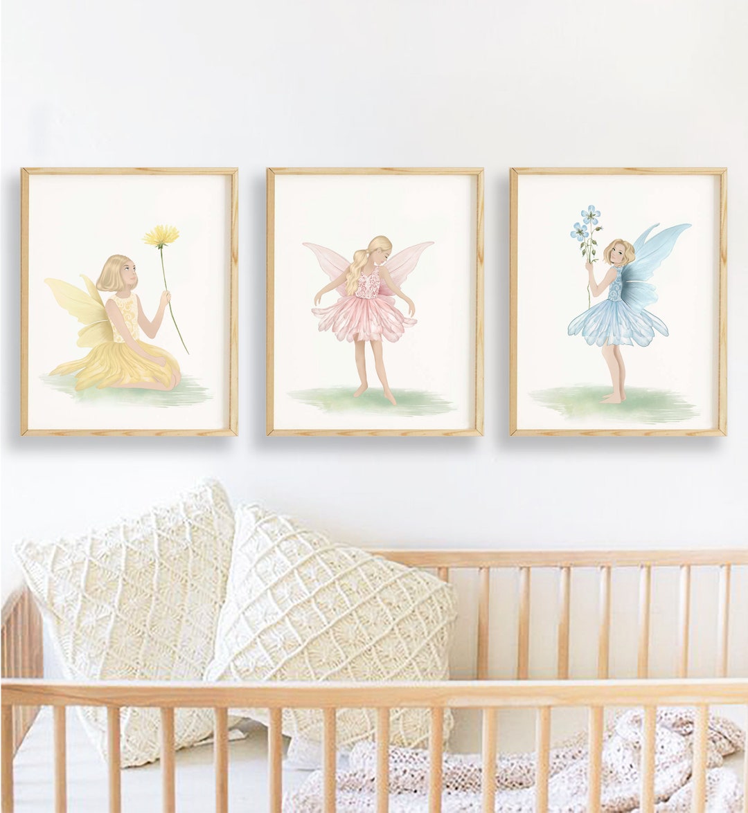 Fairy Princess Print Set of 3, Girls Bedroom Woodland Fairy Art, Fairy ...
