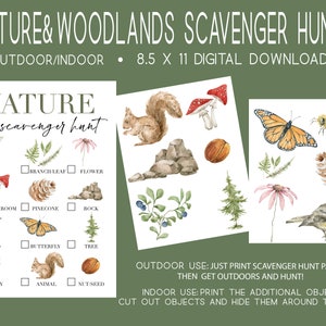 Printable Nature Scavenger Hunt for Kids, Watercolor Printable Activity ...