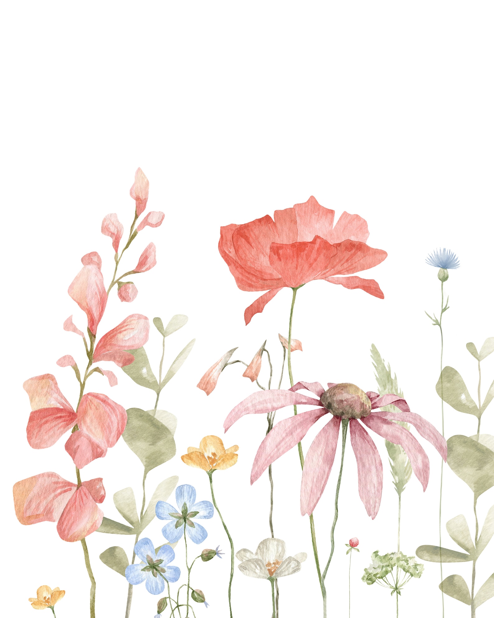 Wildflower Watercolor Prints Set of 3 16x20 Inch, Watercolor Poppy ...