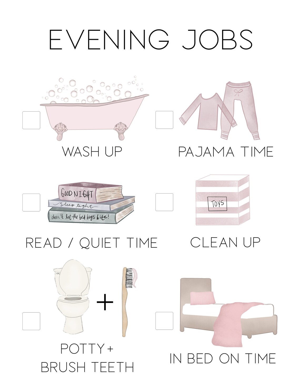 Kids Morning and Evening Chore Chart Kids Chore Chart Simple - Etsy