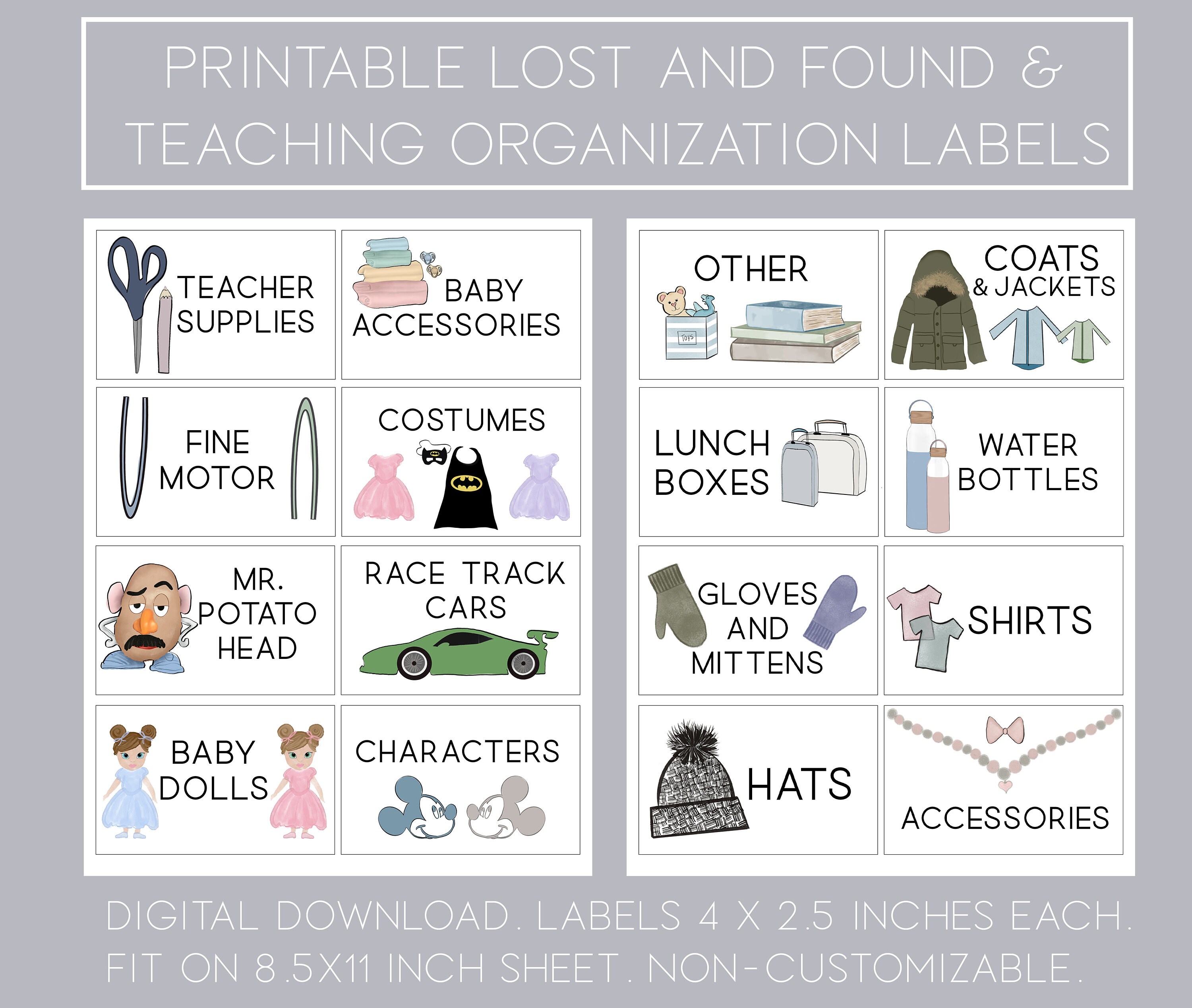 Lost and Found Storage and School Organization Labels - Digital ...
