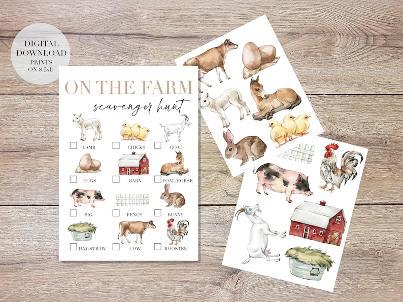 Printable Farm Scavenger Hunt for Kids, Farm Birthday Party Game, Farm ...