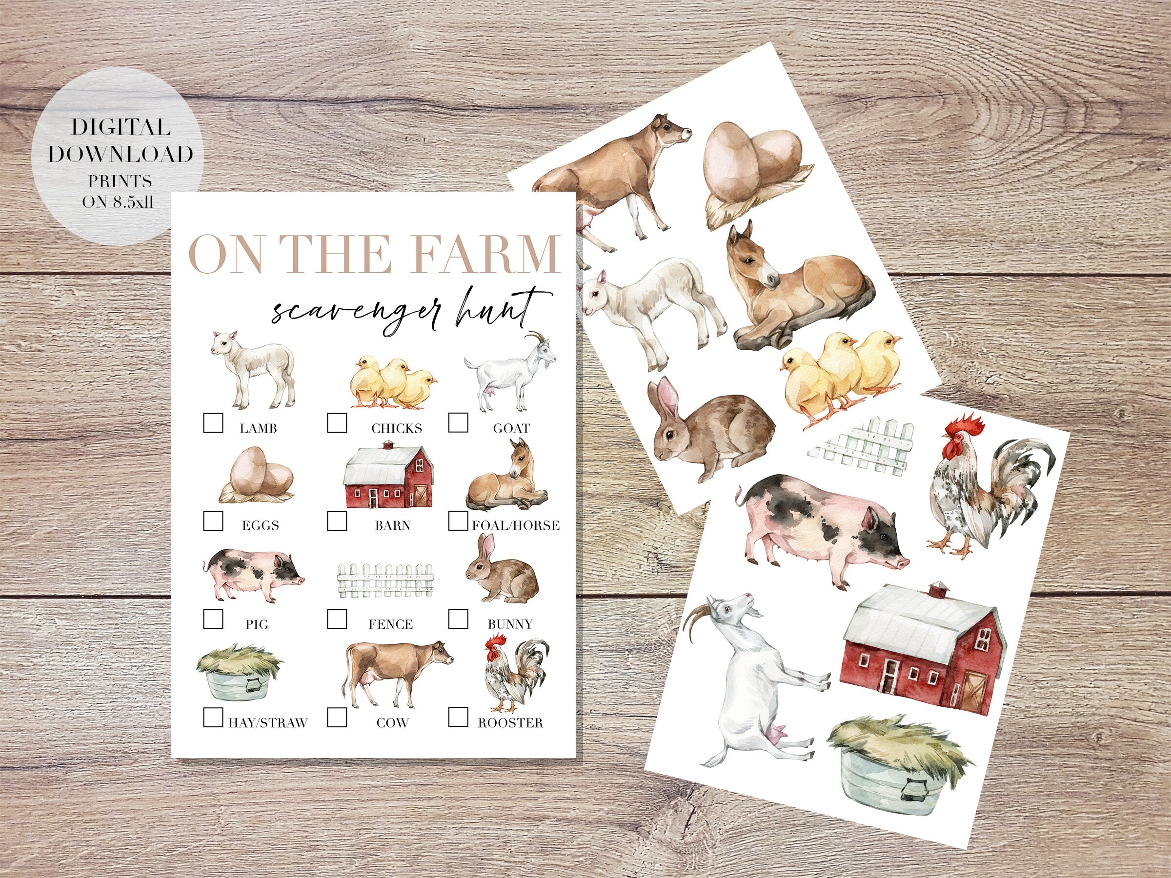 Printable Farm Scavenger Hunt for Kids, Farm Birthday Party Game, Farm ...