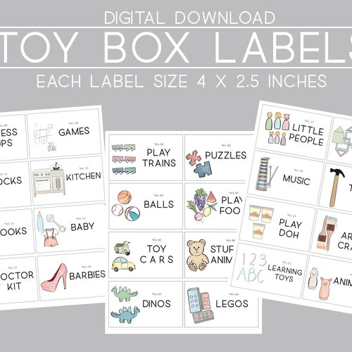 Kids Toy Room Storage Labels Organization 30 Labels Kids Etsy