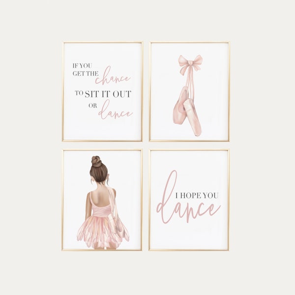 ballerina prints for girls room, little girl ballerina print, i hope you dance wall art, ballet wall decor, dance artwork, pink girl decor