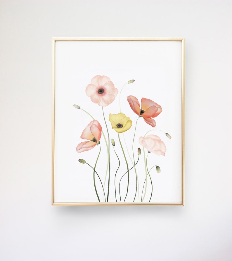 12x16 Wildflower Watercolor Prints Set of 3 Digital Download, 12x16 ...