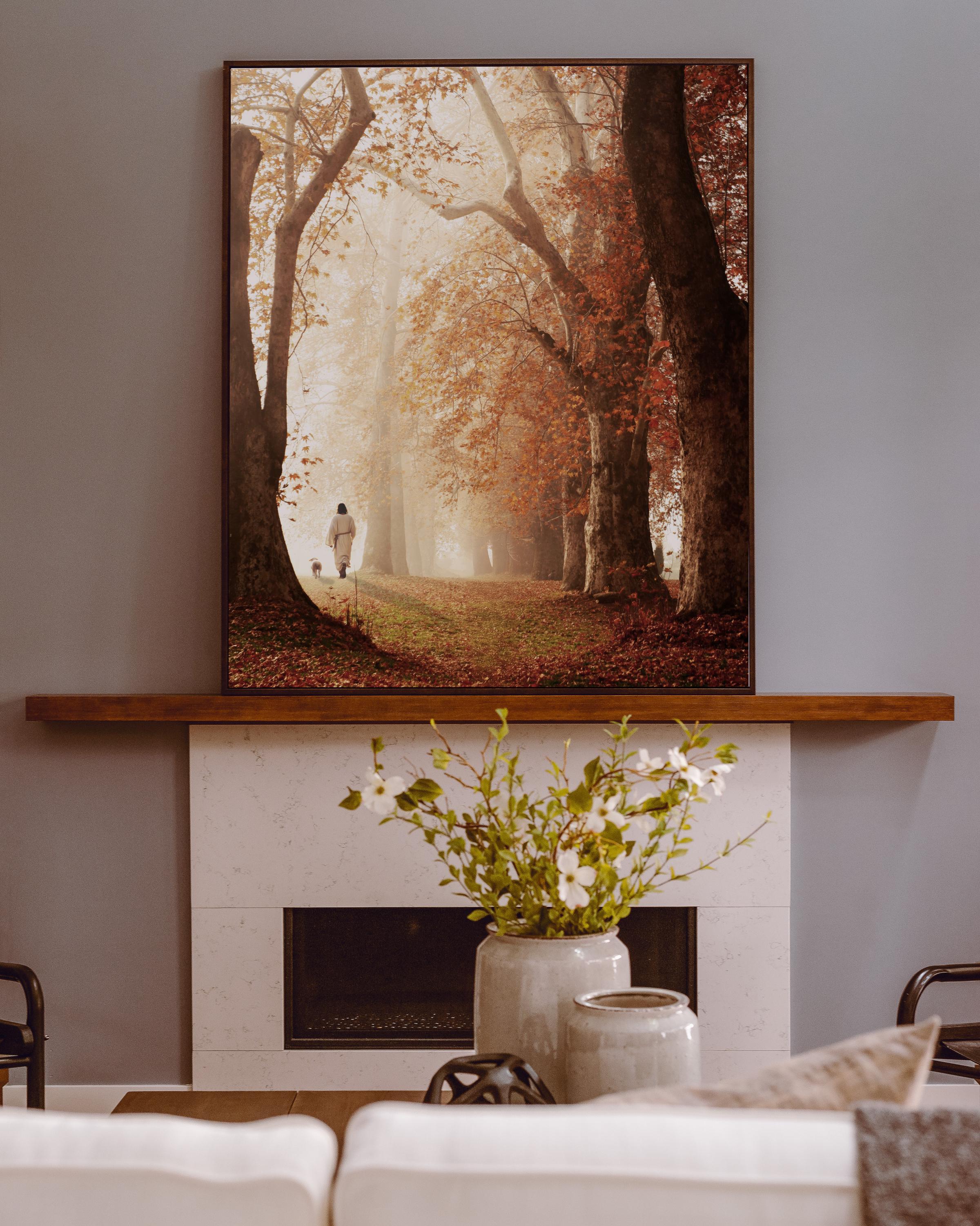 Lds Fall Jesus Christ Walking Lamb Through Autumn Trees, Christian Art, Jesus ...