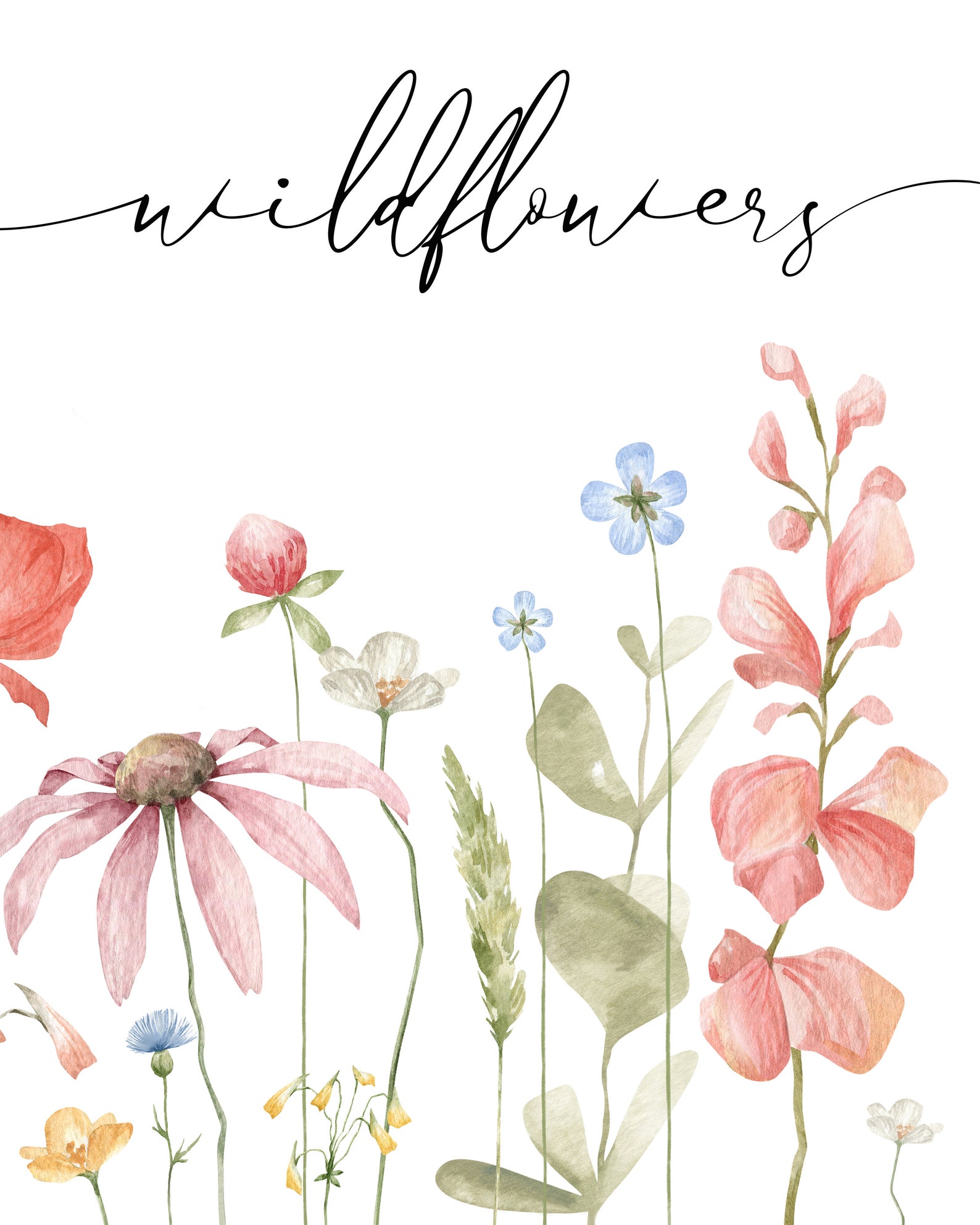 Wildflower Watercolor Prints Set of 3 16x20 Inch Watercolor - Etsy