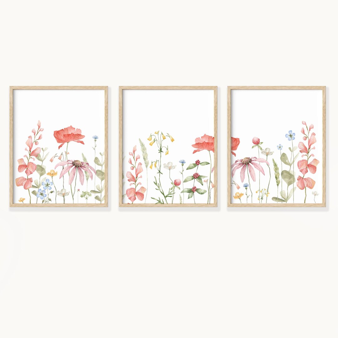 Wildflower Watercolor Prints Set of 3, You Belong Among the Wildflowers ...