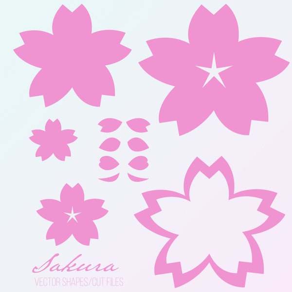 Cherry Blossom Sakura Vector Cut Design Files | For Cricut Silhouette Etc.