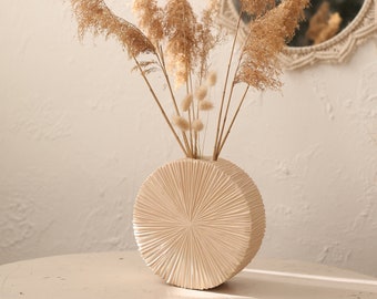 Minimalistic Ceramic Sun Vase for dry flowers. Beautiful Home Decoration