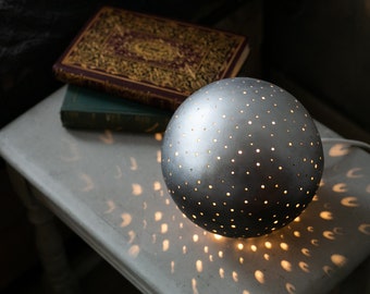 Minimalistic Silver Ceramic Sphere Lamp
