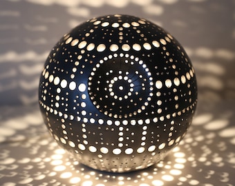 Star Wars Death Star inspired handbuilt ceramic sphere lamp. Peace Star lamp. Perfect gift for Star Wars fans