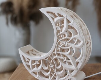 Mesmerizing Moroccan Style Moon Light Sculpture. Moon lamp. Ceramic luxury lamp.