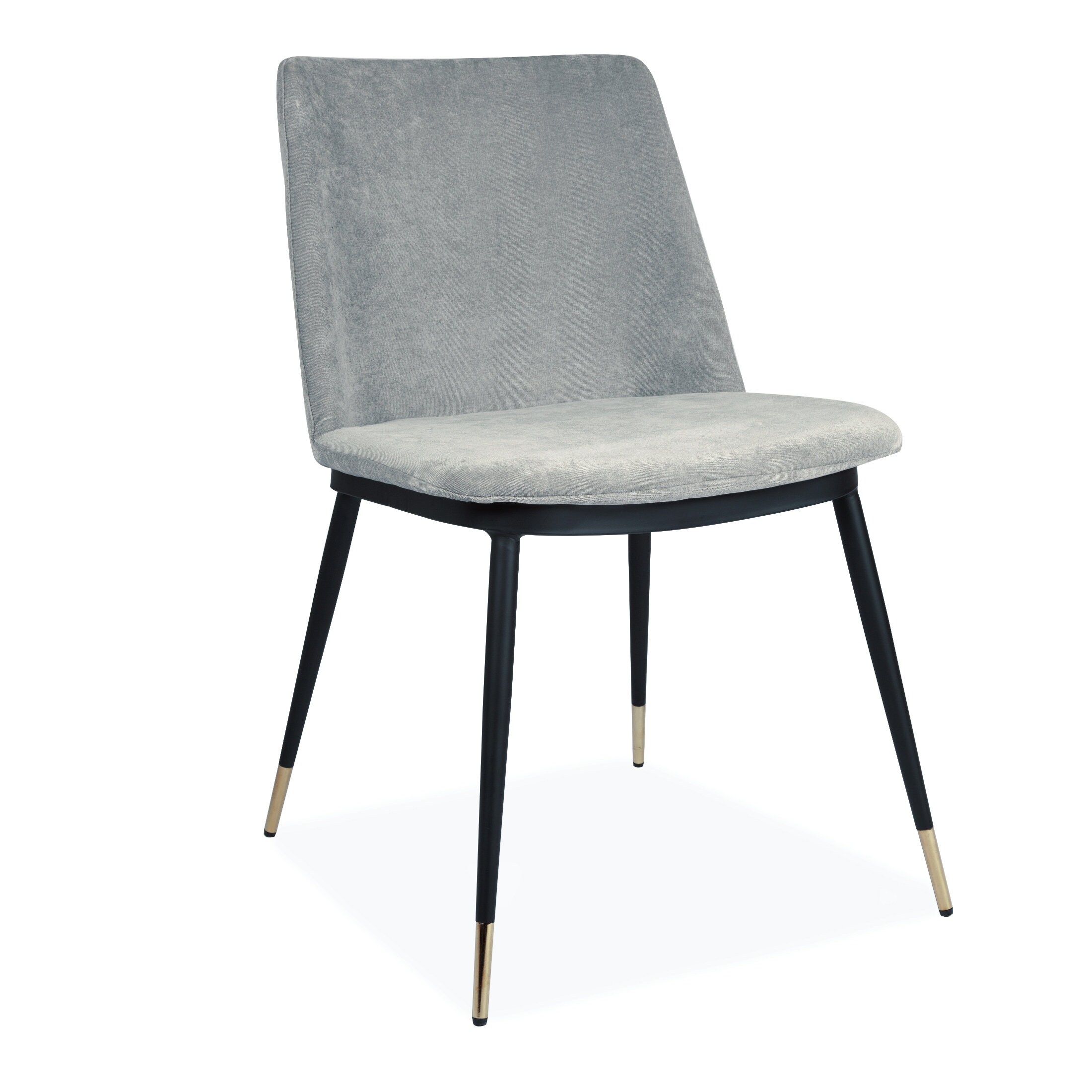 Set of 2 Grey Fabric Dining chairs with Black Metal Legs Etsy