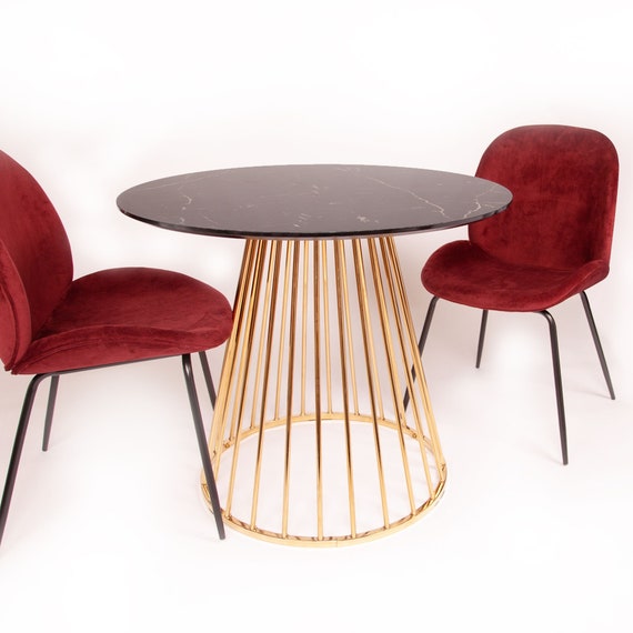 All About Chairs Pristine Marble Effect Dining Table With Golden Chrome Legs 90 cm 110 cm 120 cm