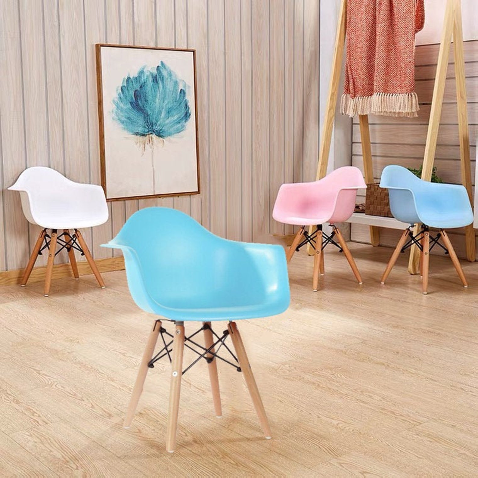 Blue Toddler Chair Kids Tub Chair with Armrest Maple Wood Etsy