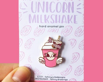 Cute Milkshake Unicorn Enamel Pin | Cute Pin, Pink Pin, Pin Mignon, Milkshake Pin, Broche, Brooch, Hard Enamel Pin, Pin Licorne