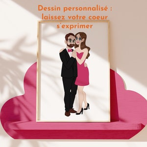 Portrait Personnalisé COUPLE ou SOLO Custom portrait Idée cadeau Noël, Personalized Gift, Illustration, Dessin Personnalisé image 2