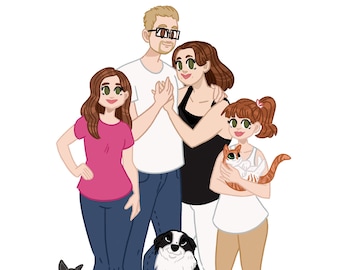 Portrait Personnalisé FAMILLE | Idée cadeau, Personalized Gift, Illustration, Dessin Personnalisé