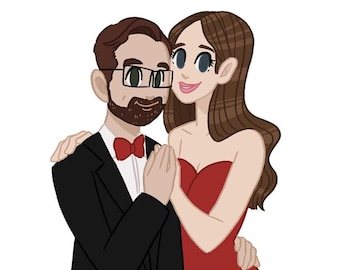 Portrait Personnalisé COUPLE ou SOLO | Custom portrait |  Idée cadeau Noël, Personalized Gift, Illustration, Dessin Personnalisé