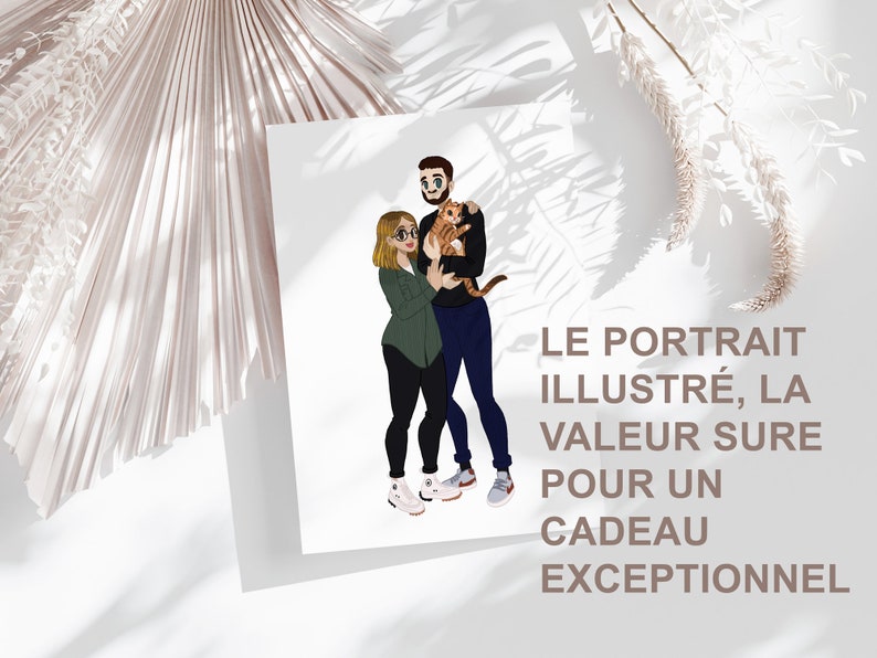 Portrait Personnalisé COUPLE ou SOLO Custom portrait Idée cadeau Noël, Personalized Gift, Illustration, Dessin Personnalisé image 7