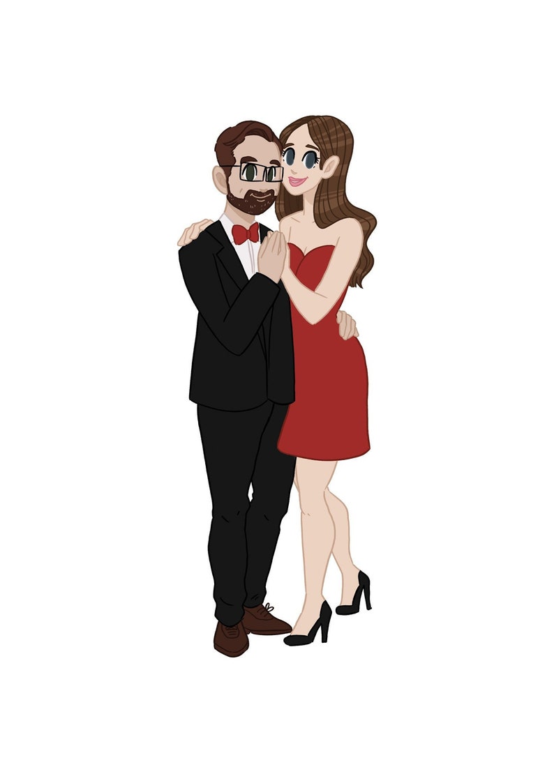 Portrait Personnalisé COUPLE ou SOLO Custom portrait Idée cadeau Noël, Personalized Gift, Illustration, Dessin Personnalisé image 1