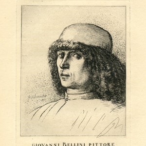 Eugene Ernest Hillemacher original etching &quot;Portrait of John Bellini&quot;