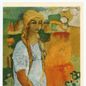 Andre Minaux Lithographie ""Femme a la fenetre""
