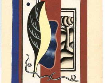 Fernand Leger 1928 pochoir &quot;La feuille jaune&quot;