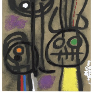 Joan Miro "Personnage et oiseau" pochoir 1965