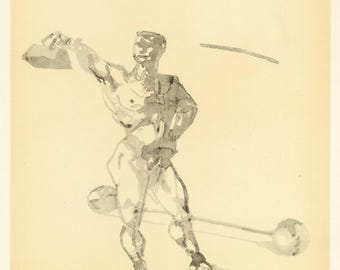 Lithographie Toulouse-Lautrec « Travail de poids » | Cirque