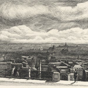 Demetrios Galanis original etching &quot;Montmatre&quot;