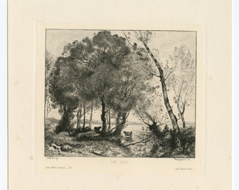Jean-Baptiste Corot etching "Le Lac"