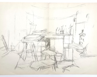 Alberto Giacometti Original Lithographie "Das Studio mit Flaschen"