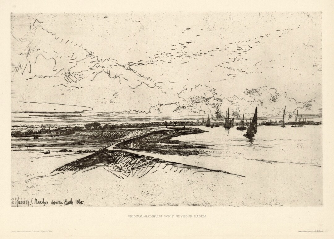 Erith Marshes Map Seymour Haden