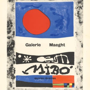 Joan Miro lithograph poster &quot;Oeurves Recentes&quot;
