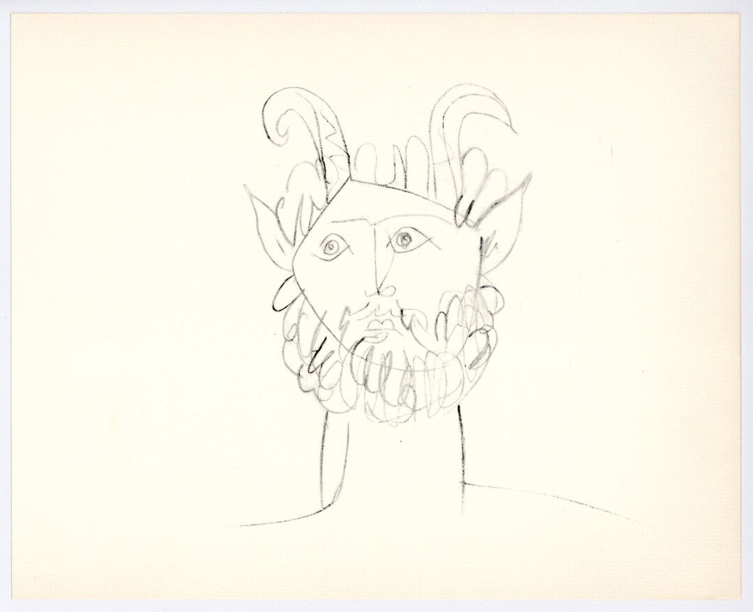 Pablo Picasso Mythological Drawing Antibes Etsy