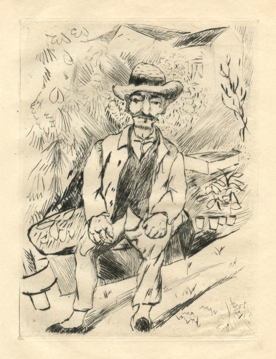 Rudolf Grossmann "der Alte Gartner" Original Etching Etsy