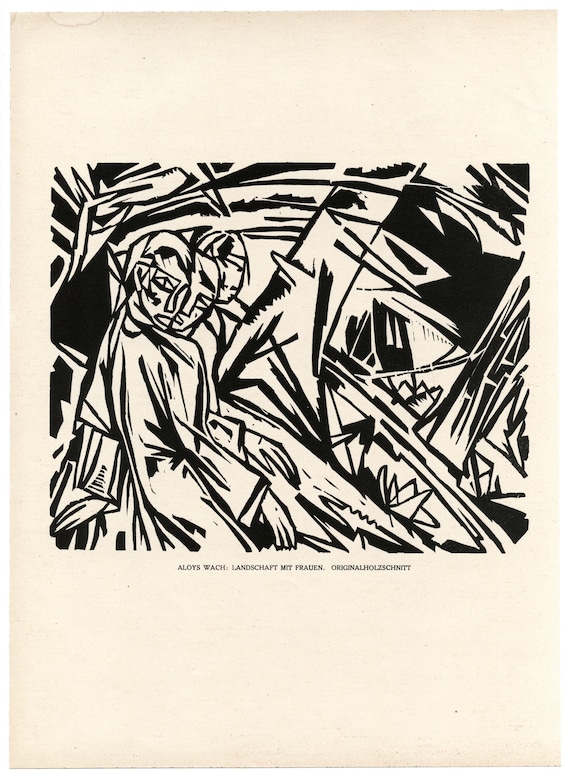 独1950年代　Aloys for Peill & Putzler 美品 Aloys Ludwig Wach Original Woodcut 